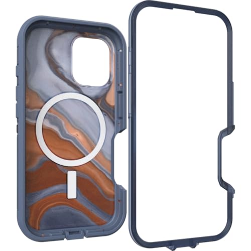 OtterBox iPhone 16 Defender Series XT Clear Case - High Desert Marble - Tough, Rugged & Durable iPhone Case, Snaps on MagSafe, Pressure-Fitted Dual-Layer iPhone Case by OtterBox - Image 4