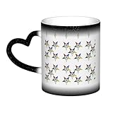 Tazza fredda con stampa di stelle orientali con un diametro di 3,1 pollici e un'altezza di 8 x 9,5 cm, il design unico dell'orecchio è comodo da tenere in mano e la tazza in ceramica è di peso medio e robusta.