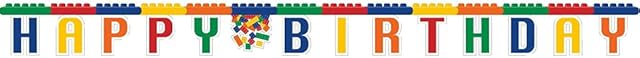 Creative Party PC315260 Building Blocks Birthday Jointed Banner,7.5"-1 Pc, Multicolor, 7' 4"