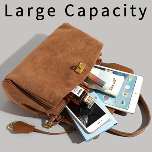 Bolso Tote de Gamuza Marrón para Mujer miniatura 4
