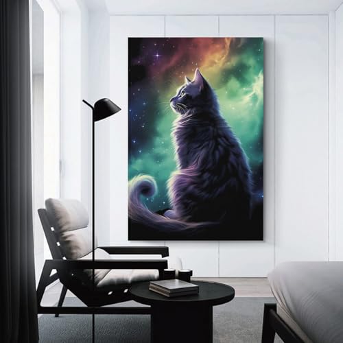 Aurora Borealis Cat Impressions Sur Toile, de prestigieuses oeuvres d'art mural