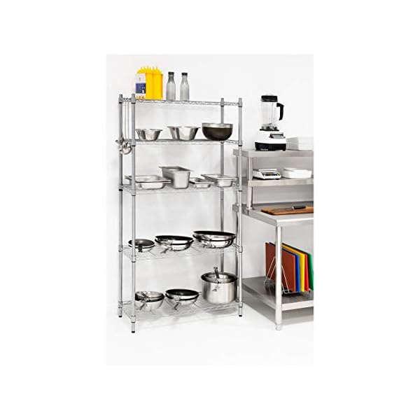 Royal Catering Metallregal Küchenregal Lastenregal Lagerregal RCMR-1800P25 (35 x 90 x 180 cm, 5 Ablagen, max. 250 kg) – Bild 8