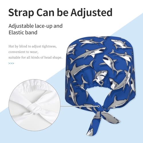Image of Adjustable Working Cap Breathable Unisex Women Men Elastic Bandage Tie Back Hats Scrub Nursing Doctor Surgeon Cap