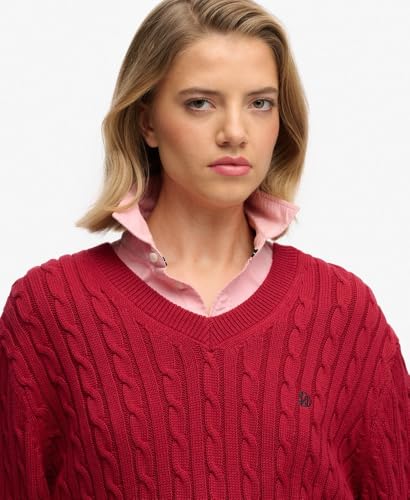 Pull Superdry Pull oversize à col en V en câble US 10 - vue 9