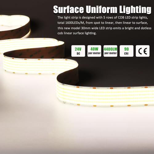 JOYLIT cinta LED COB 30mm 5m 4000K 22000LM dimmable miniatura 2
