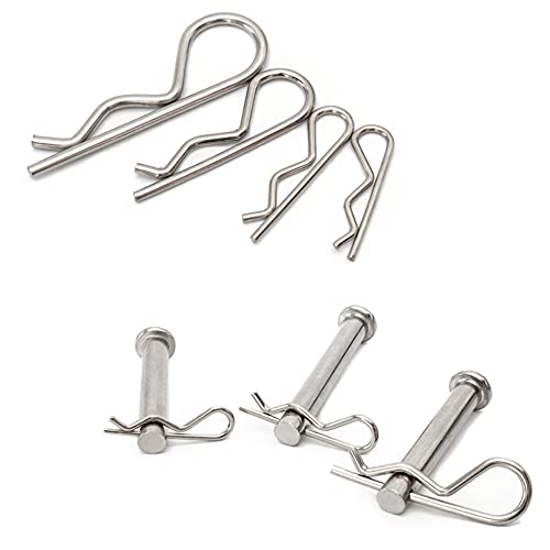 ISPINNER 100pcs 304 Stainless Steel Cotter Pins Assortment Kit, 7 Sizes R Clips for Hitch Pin Lock Systems
