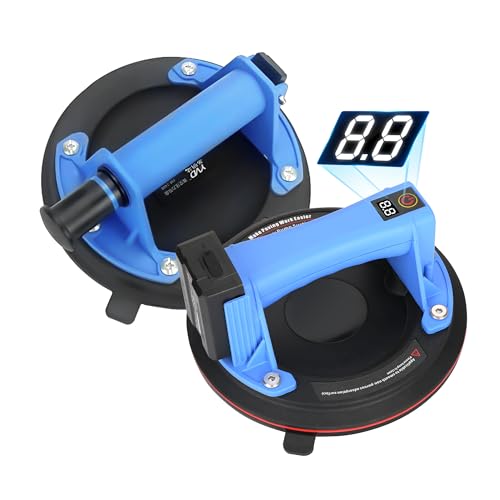 LiftuGrab 8' Electric Vacuum Suction Cups for Glass，600 lbs Vertical Load Capacity, LED Display, Type-C Charging, for Glass and Tile Lifting (2pack）