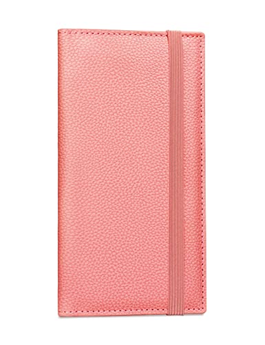 Image of Yarnic Checkbook Cover for Personal Checkbook, Checkbook Holder with Pen Holder & Built-in Clear Plastic Divider for Duplicate Checks (Coral Pink)