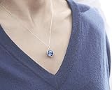 Blue Kyanite necklace by Majade. Jet blue pendant, Blue kyanite and diamonds jewellery. Handmade 14k white gold necklace. Simple minimalist necklace. Royal blue color teardrop pendant. - Image 6