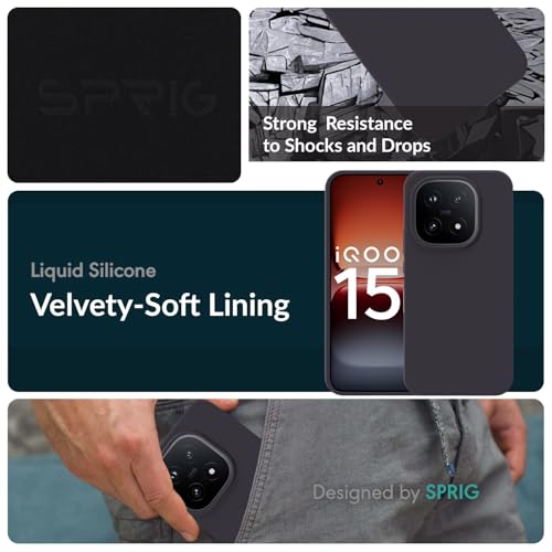 Image of SPRIG Compatible with IQOO 15 5G SilkTone Back Cover Drop Tested Shock Proof Mobile Case for Men, Women, Boys and Girls with Camera Protection (Charcoal Blue)