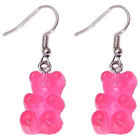Creative Cute Mini Gummy Bear Earrings Minimalism Cartoon Design Teens Girls Women' Drop Earrings Jewelry (Rose red) Cover