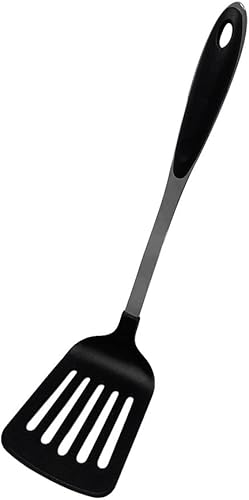Miniatura 2 de Espátula ranurada de nailon negro de 12 pulgadas, mango de acero inoxidable