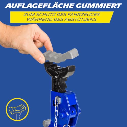 MICHELIN Unterstellbock 2 Tonnen Traglast, 2 Stück Stützböcke, Höhenverstellbar 280 mm bis 428 mm Hubhöhe Gummiauflage Zahnstange