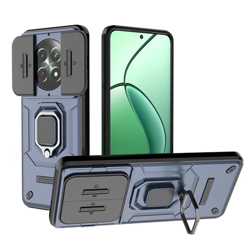 Image of Thermoplastic Polyurethane Camshield Pro Case With Slide Camera Protection And Ring Stand Bumper Back Case Cover For Realme Narzo 70X 5G /N65 /12 5G /12X /C65 (Blue)
