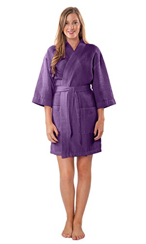 Image of Turquaz Lightweight Short Robes For Women Waffle Kimono Bathrobe - Soft, Fast-Drying, Long-Lasting Cotton Blend