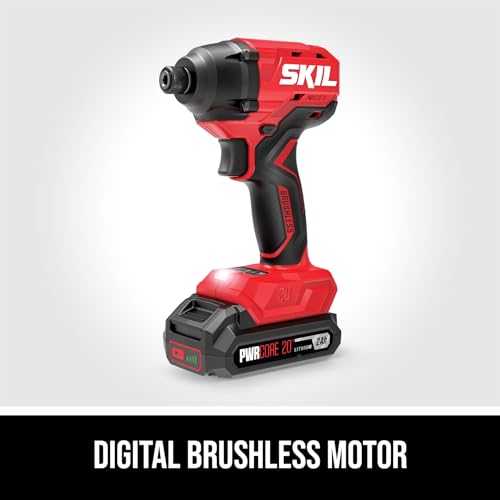 SKIL PWRCORE 20V Brushless 2-Tool Drill Driver and Impact Driver Combo Kit Including 2.0Ah Battery and Charger- CB8002B-10 thumbnail 2