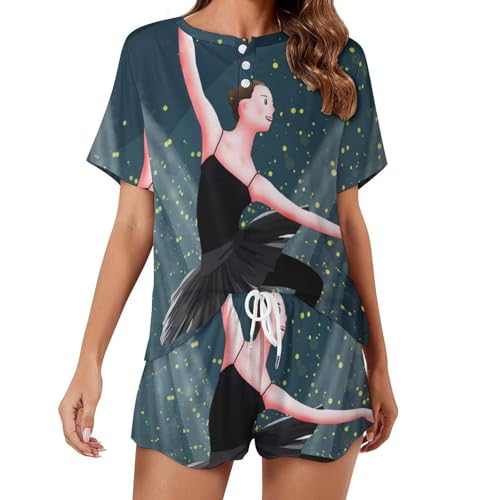 Ensemble de pyjama pour femme au motif danseuse de ballet, l'élégance des nuits d'été