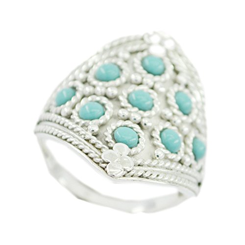 Bague turquoise et argent véritable de qualité supérieure style joaillerie