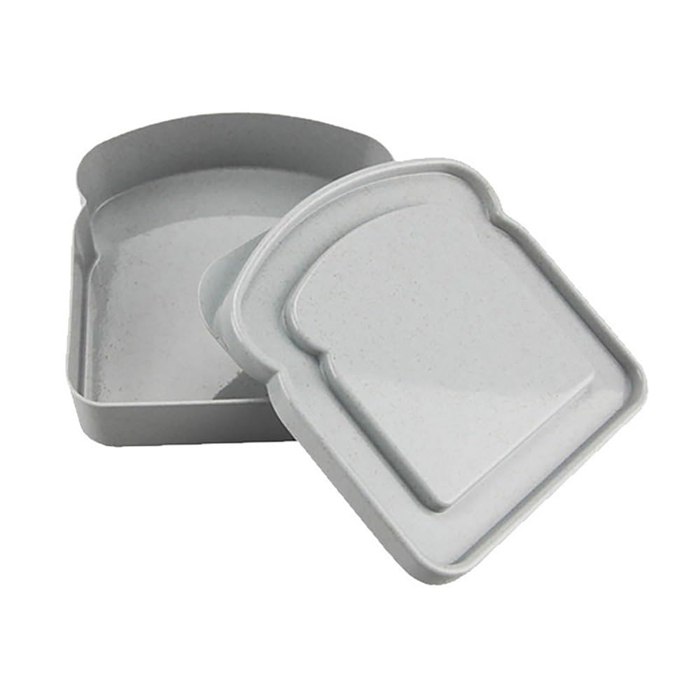Missffcat Silicone Reusable Sandwich Box – 3 Pack Portable Lunch Container with Lid for Travel & Picnic(Grey bread box)