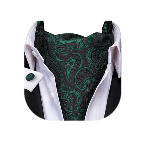 Image of Dubulle Paisley Floral Ascot for Men Self Tie Mens Cravat and Pocket Square Cufflinks Wedding