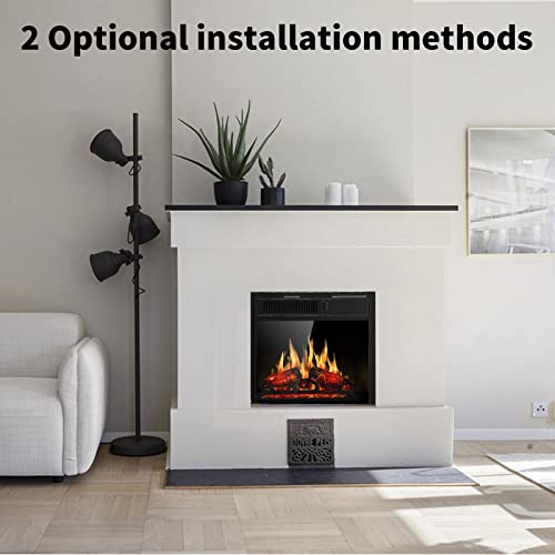 Image of R.W.FLAME Electric Fireplace Insert, Wall Fireplace Electric with Remote Control, Freestanding Realistic Log Recessed Electric Stove Heater, 7 Color Adjustable Flames, 2 Modes Heat (20''X18'')
