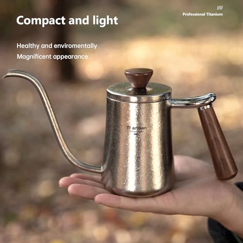 Ti artisan Titanium Hand Brewing Coffee Kettle 300ml with Insulated Handle, Pour Over Coffee Kettle 10.2fl oz, Titanium Teapot Coffee Pot Portable Teapot for Home Office Camping Hiking - Image 8