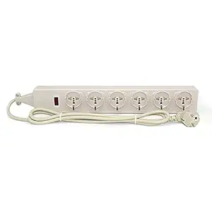 Ceptics PS-6U European Power Strip 6 Schuko Outlet Cord Heavy Duty - Built in Surge Protector