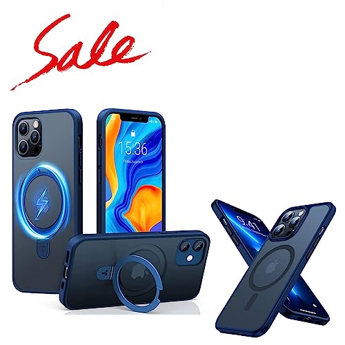 TORRAS Magsafe iPhone 12 Case & iPhone 12 Pro Clear Case with Stand and Shockproof Magnetic Translucent Matte Hard PC Back Case