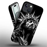 Punmada for iPhone 15 Case,Jesus in Tears Pattern for Girl Women Boy Hard Hybrid Shell Shockproof Silicone Full Body Protective Case for iPhone 15