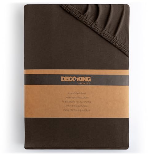 DecoKing Spannbettlaken 200x220 220x240 cm Braun Spannbetttücher Jersey 100% Baumwolle Boxspringbett Amber 200 x 220 220 x 240