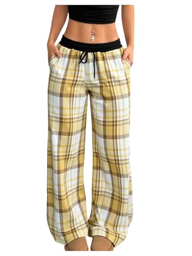 Image of SOLY HUX Women's Plaid Checkered Pants Flannel Pajama Pants with Pockets