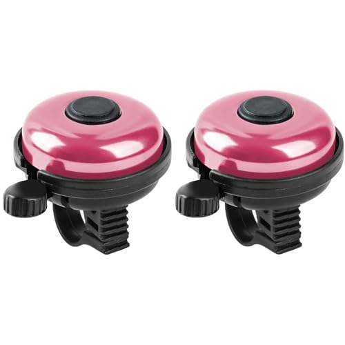 Xthuge Classic Bike Bell, Aluminum Bicycle Bell, Loud Crisp Clear Sound Bicycle Bike Bell for Adults Kids(Pink-Left Hand Use2 Pack)