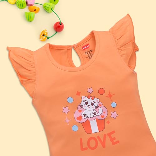 Image of LuvLap Baby Girls Regular Fit 100% Cotton Half Sleeves Girls Top CoSet Pack of 3