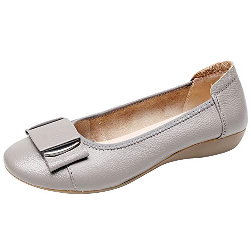 Women's Round Toe Low Wedge Heel Slip on Ballet Flats Office Shoes