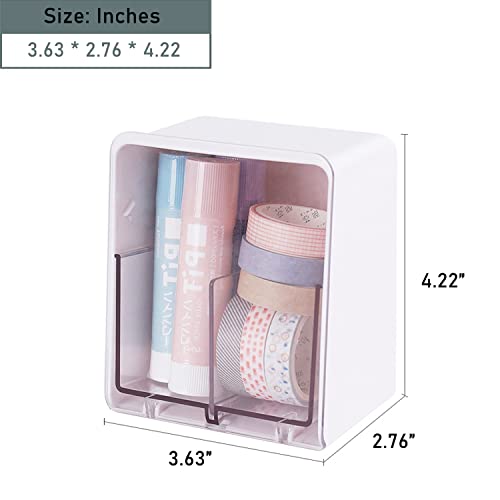 Miyaca Qtip Holder Canisters For Cotton Balls, Swabs, Rounds, Floss, Dispenser Container Box With 2 Compartments, Bathroom Vanity Countertop Storage Organizer, White #TOP3