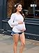 MIRAZEN Maternity Shirts Long Sleeve Pregnancy Top for Women with Crew Neck Casual Tee Shirts, White, X-Large