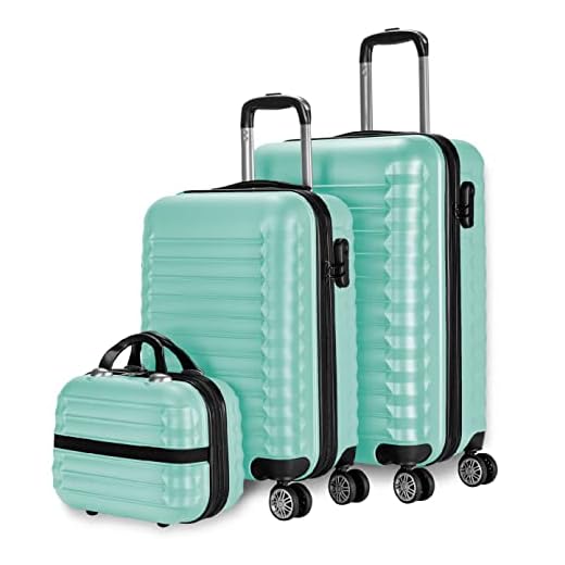 NUMADA-Juego de Maletas Rígidas 3pzs. Maleta Cabina 53cm, Maleta Mediana 63cm y Neceser. Set de Maletas de Viaje ABS Eco Friendly, 4 Ruedas Dobles, Resistentes, Ligeras y Seguras (Verde)