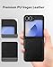 Cresee Case for Samsung Galaxy Z Flip 6 / Z Flip 7 FE - PU Vegan Leather Back & Hard PC Bumper Phone Case for Galaxy Z Flip6 / Z Flip7 FE - Black