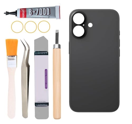 Yuntunele Back Covers Glass Replacement Compatible with iPhone 16 6.1 inches All Carriers with Professional Tool Set (Black)
