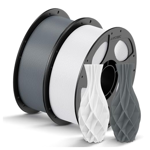 ANYCUBIC PLA Filament 1.75mm Bundle, 3D Printing PLA Filament 1.75mm Dimensional Accuracy +/- 0.02mm, 1KG Reusable Spool (2.2 lbs), 2KG Texture Grey+White