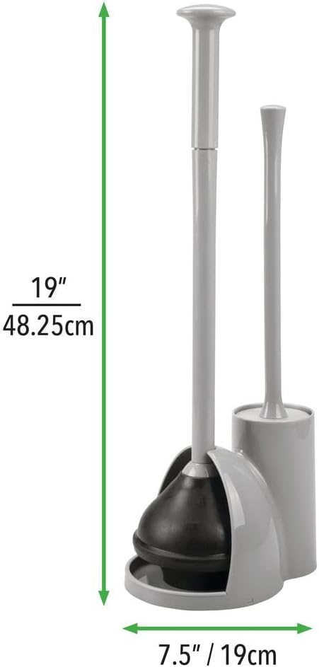 Exсluѕіvе Dіѕсоunt 60% Prісе mDesign Modern Slim Compact Freestanding Plastic Toilet Bowl Brush Cleaner and Plunger Combo Set Kit with Holder Caddy for Bathroom Storage and Organization - Covered Lid Brush, 2 Pack - Gray