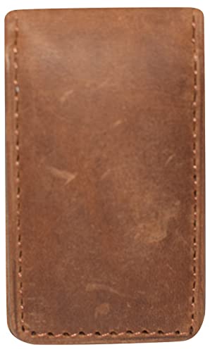 Slim Magnetic Money Clip Hunter Leather Business Card Holder for Men