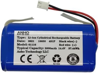 Replacement Shark RVBAT850 Battery for Shark Ion R75, R85, RV850, S87, AV752, AV751, RV761, RV851WV, RV871, RV1000S, RV101AE Robot Vacuum cleaners, 2600mAh, 14.4v/14.8v (Attention: 2-Prong connector)