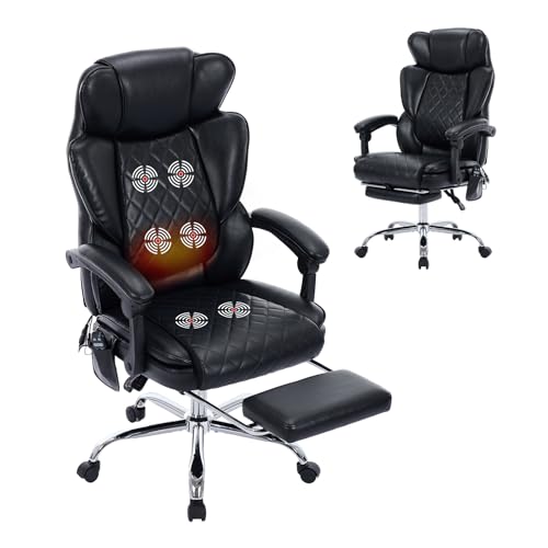 COLAMY Schreibtischstuhl mit Massagefunktion, Bürostuhl Ergonomisch mit Heizfunktion, Chefsessel mit Fußstütze, 360° Drehstuhl, 94-125° Verstellbarer Rückenlehne, für Office, Schwarz COLAMY Schreibtischstuhl mit Massagefunktion, Bürostuhl Ergonomisch mit Heizfunktion, Chefsessel mit Fußstütze, 360° Drehstuhl, 94-125° Verstellbarer Rückenlehne, für Office, Schwarz