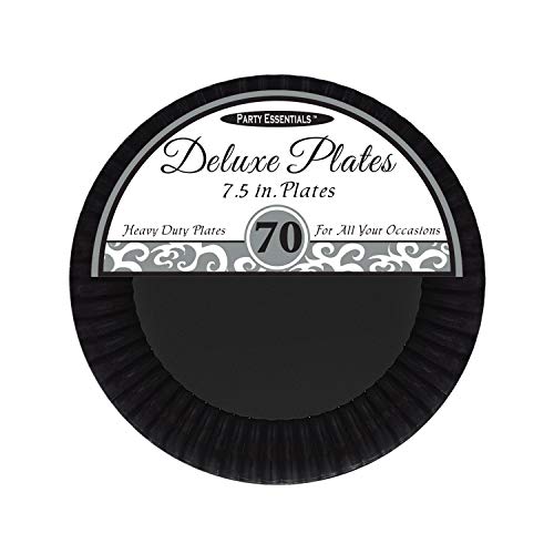 Party Essentials Deluxe Quality Hard Plastic 70 Count Round Party/Salad Plates, 7-1/2-Inch, Black