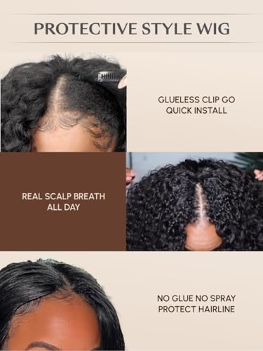 Image of Beauty Forever V Part Wigs Human Hair Loose Wave Black to Chestnut Brown Face Framing Small Leave Out Vpart Drawstring Wig No Glue No Sew In Upgrade U Part Wigs Beginner Friendly 150% Density 20inch