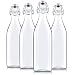 Bormioli Rocco Giara Clear Glass Bottle With Stopper [Set of 4] Swing Top Bottles Great for Beverages, Oil, Vinegar | 33 3/4 oz
