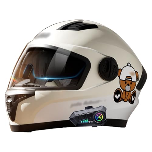 Casco De Motocross con Bluetooth, Casco Integrado con Doble Visor para Hombre Y Mujer, Casco Integral Homologado ECE 22.06 D,57-62cm