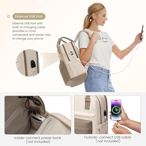 Image of MOCA Women's Minimal Laptop Backpack | Stylish Office & Travel Bag with USB Charging Port | Lightweight, Multi-Pocket, Fits 15.6 inch Laptop
