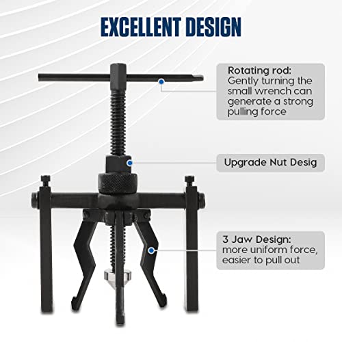 image for CMTOOL Bearing Puller Tool 3 Jaw Pilot Bearing Removal Tool Kit, Blind